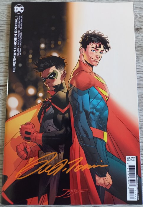 Preview of the first image of Superman & Robin Special #1 "Jimenez Cover " - Signed by creator Peter Tomasi!! With COA !! (2022).
