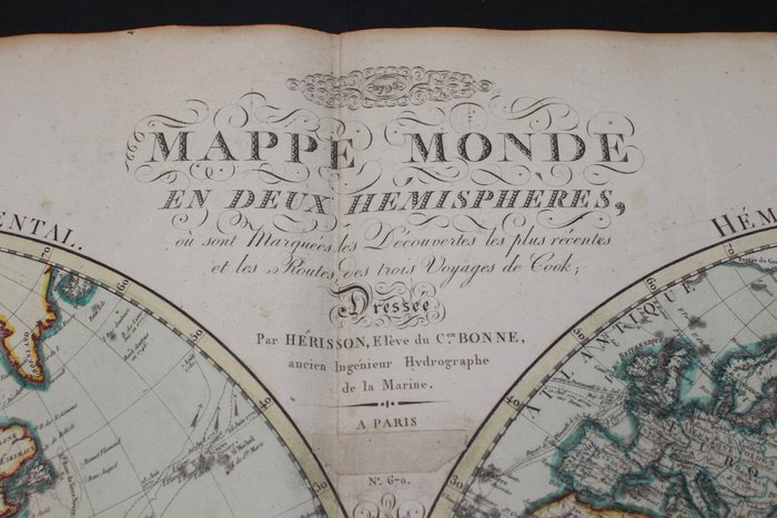 Image 2 of Whole world, Mappe monde en deux hémisphères publiée en 1795; Hérisson - Les découvertes les plus r