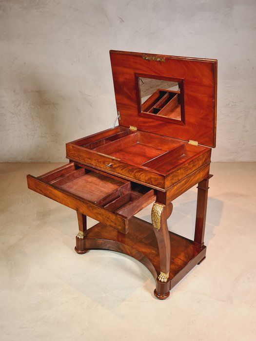 Image 3 of Toilet/handicraft table - Empire - Brass, Mahogany - 1810-1820