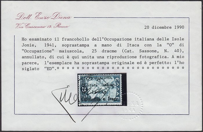 Image 3 of Italy - Occupation of the Ionian Islands 1940-1943 1941 - Mitologica di Grecia 25 dracme azzurro so
