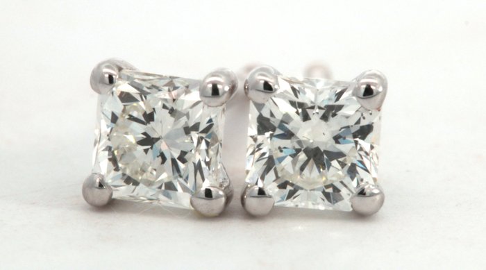 Image 2 of 18 kt. White gold - Earrings - 0.96 ct Diamond - Diamonds