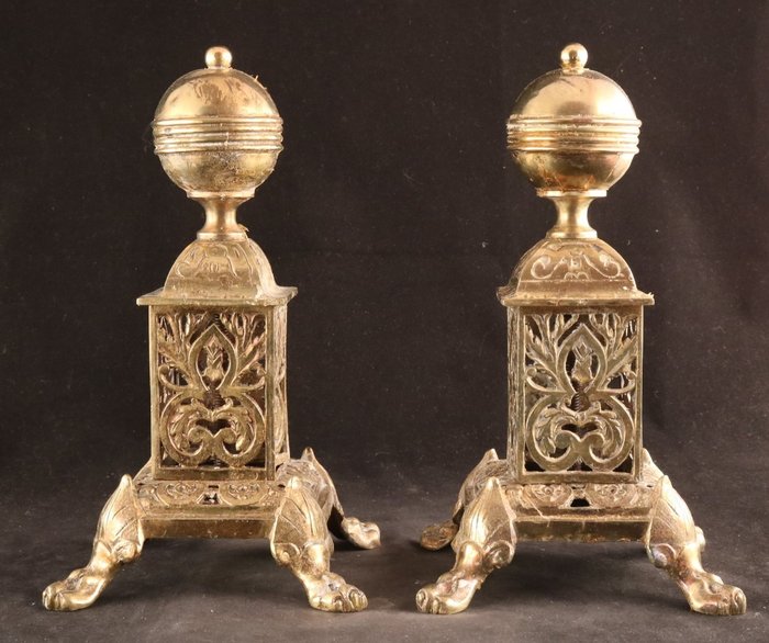 Image 2 of Pair of antique fire goats - Brass - Circa 1900