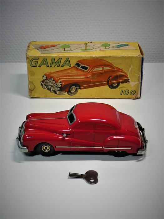 Preview of the first image of GAMA (US-Zone, Germany) # - Tin BUICK Sedan / Patent Car 100, clockwork. - 1950-1959 - Germany.