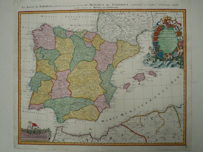 Preview of the first image of Spain, Portugal; J.B. Homann - Regnorum Hispaniae et Portugalliae - 1721-1750.