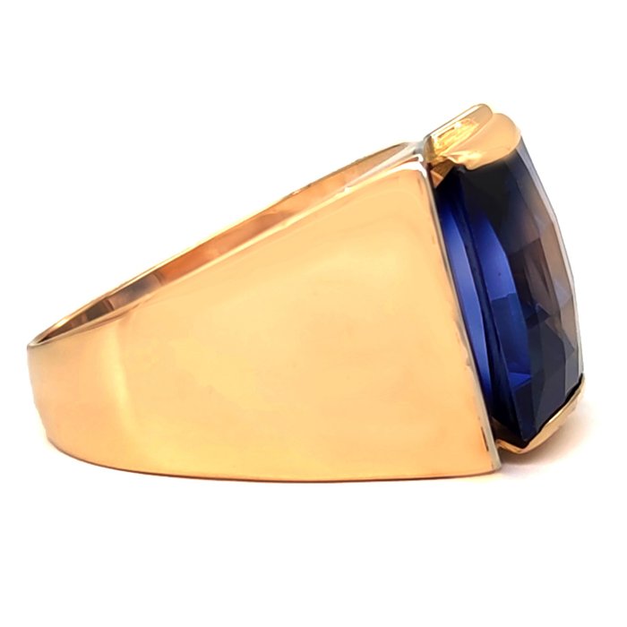 Image 2 of 18 kt. Yellow gold - Ring - Blue stone