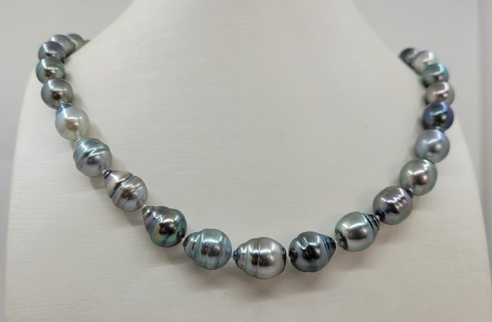 Preview of the first image of No Reserve - 8x11.8mm Multi Tahitian pearls - Necklace.