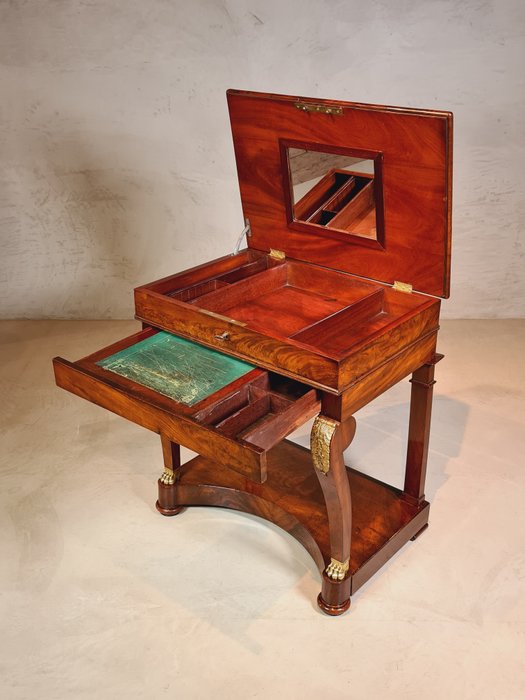 Image 2 of Toilet/handicraft table - Empire - Brass, Mahogany - 1810-1820