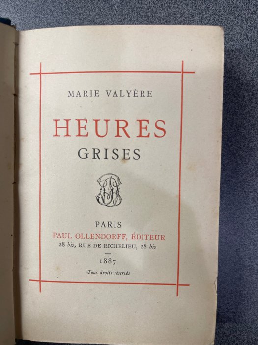 Preview of the first image of Signé; Marie Valyére - Heures grises - 1887.