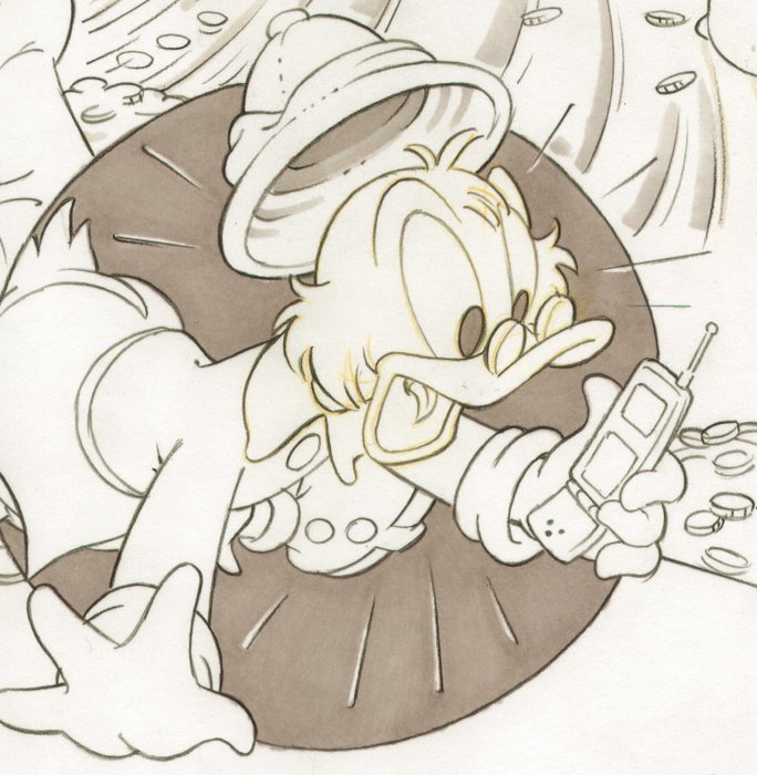 Image 2 of Ducktales - Scrooge and cybercrime - signed original drawing by Miguel S. Babiano - Loose page - (2