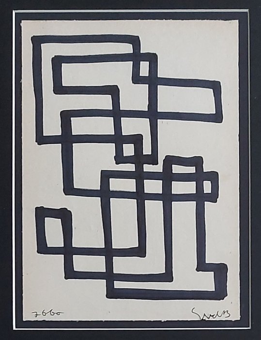 Image 2 of Sijbren Siep van den Berg (1913-1998) - Geometrische compositie in zwart