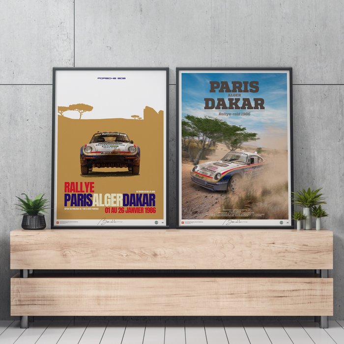 Preview of the first image of Poster/print - Image/Œuvre d’art - Giclee Print/Artist Poster - Porsche 959 Paris-Dakar 1986 - Ickx.