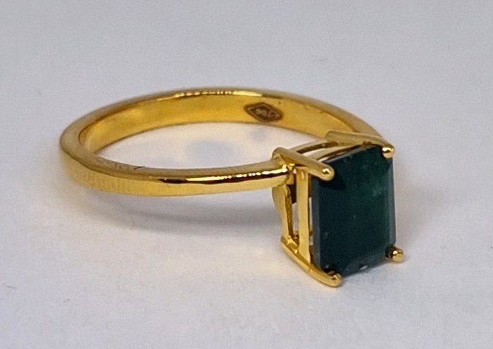 Image 2 of Sin Precio de Reserva - 18 kt. Yellow gold - Ring - 1.02 ct Emerald
