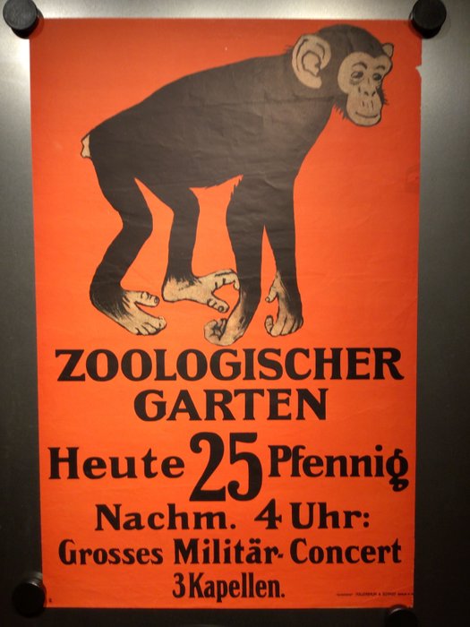 Preview of the first image of Anonymous - ca. 1900 Zoo poster chimpansee - Affiche (1).