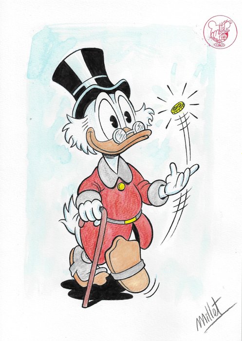 Preview of the first image of Uncle Scrooge - A happy Day - Original colour drawing by Millet.
