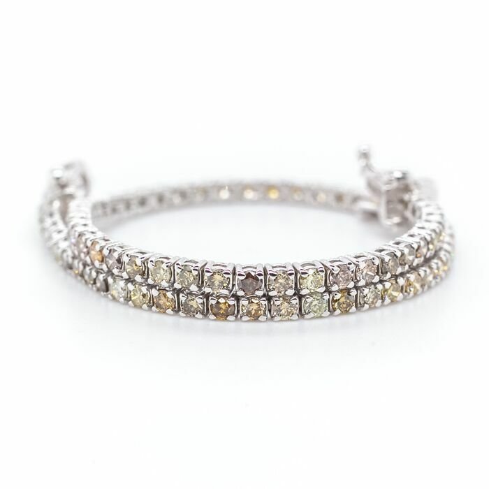 Preview of the first image of No reserve price - 2.33 tcw - 14 kt. White gold - Bracelet Diamond.