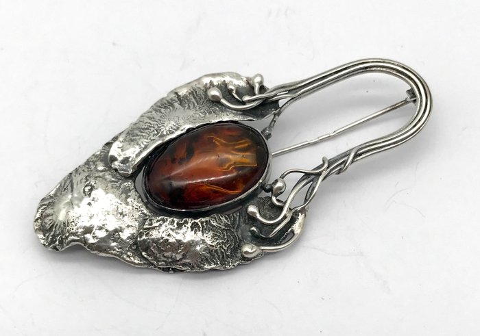 Image 2 of 925 Silver - Brooch - Baltic amber