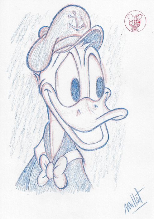 Preview of the first image of Donald Duck - There once was a sailor... - Original Signed Sketch Drawing by Millet.