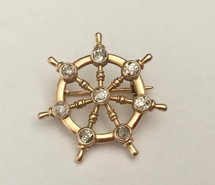 Preview of the first image of 18 kt. Yellow gold - Brooch Diamond - Diamonds.