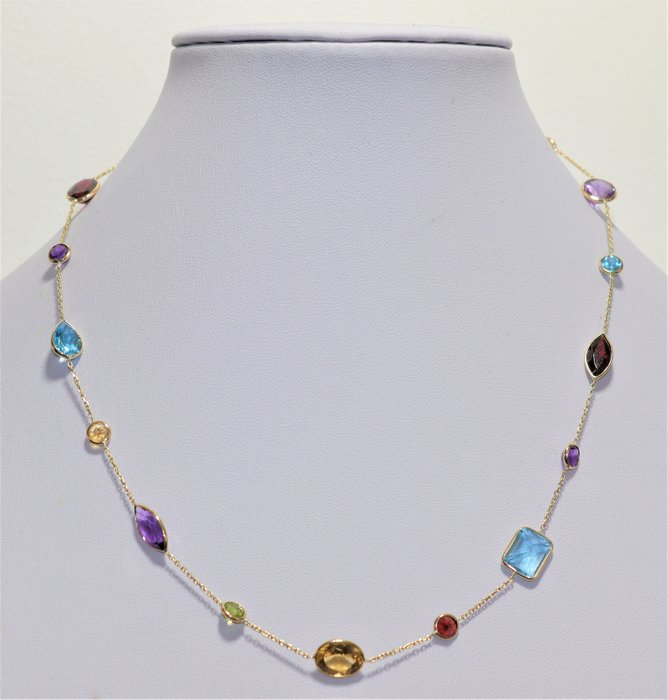 Image 2 of ALGT Lab Report - 14 kt. Gold, Yellow gold - Necklace - 26.50 ct Topaz - Amethysts, Citrines, Garne