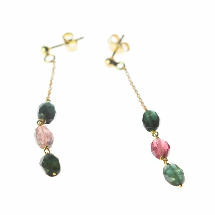 Image 3 of Intini Jewels - 18 kt. Gold, Pink gold, White gold, Yellow gold - Earrings - 7.00 ct Tourmaline