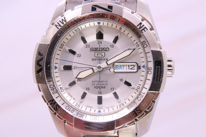 Seiko - 5 Sports Silver Dial Automatic Field Watch - SNZJ03J1 | 7S36-04M0 - Heren - 2011-heden