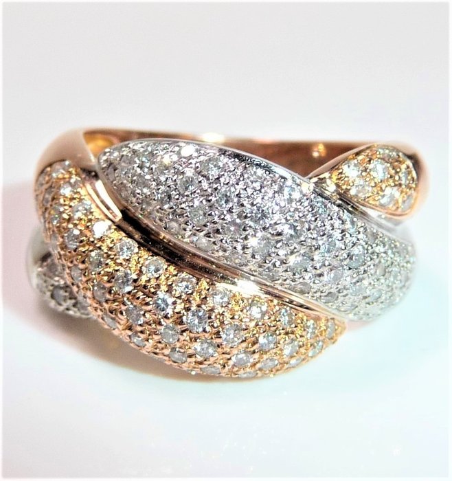 Image 2 of 14 kt. Pink gold, White gold - Ring - 0.90 ct Diamond - 116 diamonds/brilliant cut