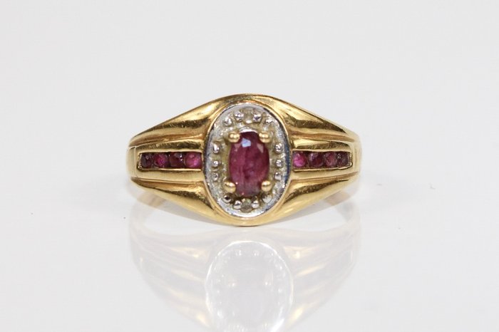 Preview of the first image of 18 kt. Gold - Ring - Rhodolite.