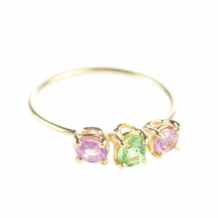 Image 2 of Intini Jewels - 18 kt. Gold, Yellow gold - Ring - 0.40 ct Sapphire - Tsavorites