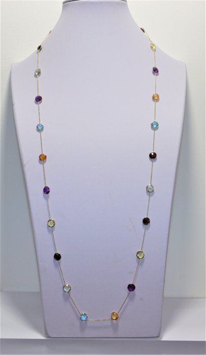 Preview of the first image of ALGT Lab Report - 14 kt. Gold, Yellow gold - Necklace - 44.00 ct Topaz - Amethysts, Citrines, Garne.
