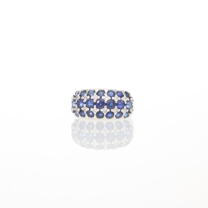 Image 2 of Sabbadini Milano - 18 kt. White gold - Ring - 3.60 ct Sapphire - Diamonds