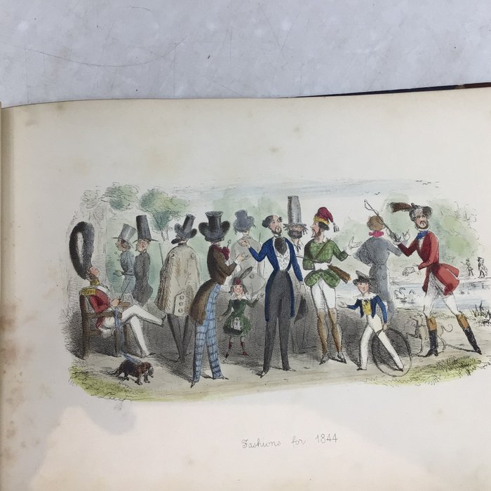 Preview of the first image of John Leech (ill) - Follies of the Year - A Series of Coloured Etchings from Punch Pocket Books 1844.