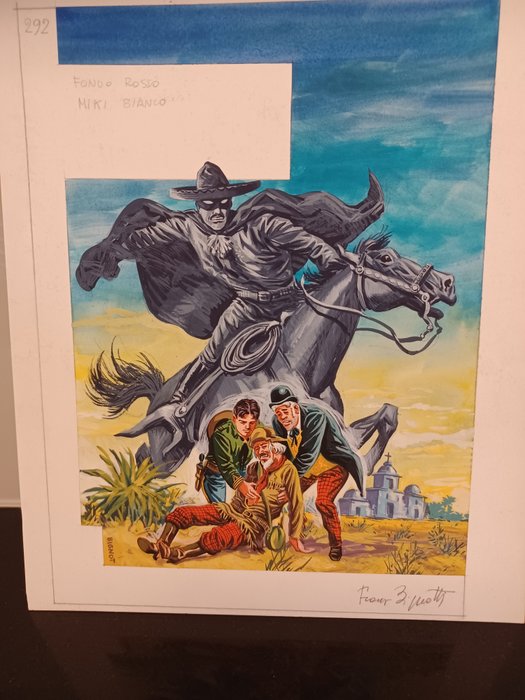 Preview of the first image of Bignotti, Franco - cover originale per Capitan Miki n. 292 "El Diablo negro" - (1968).