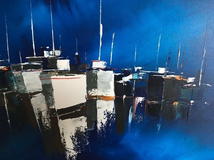 Image 3 of Philippe Laurent XXe - Boats blue marine