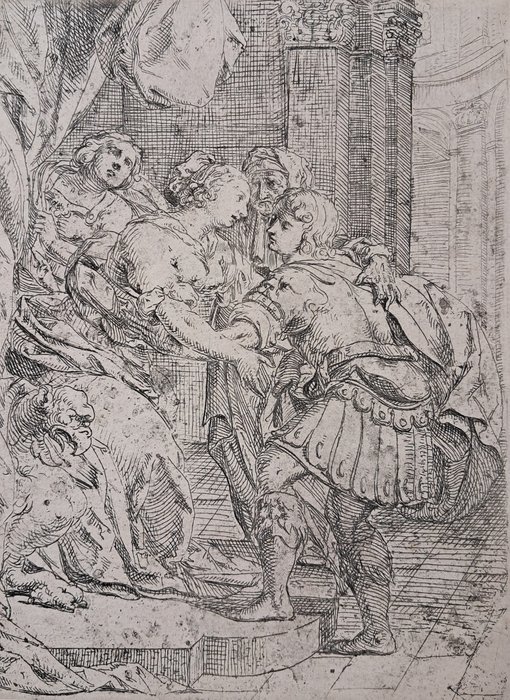 Preview of the first image of Jan Baptist Gaspars (1620-1691) - Una donna drappeggiata che abbraccia un soldato (Cleopatra e Marc.
