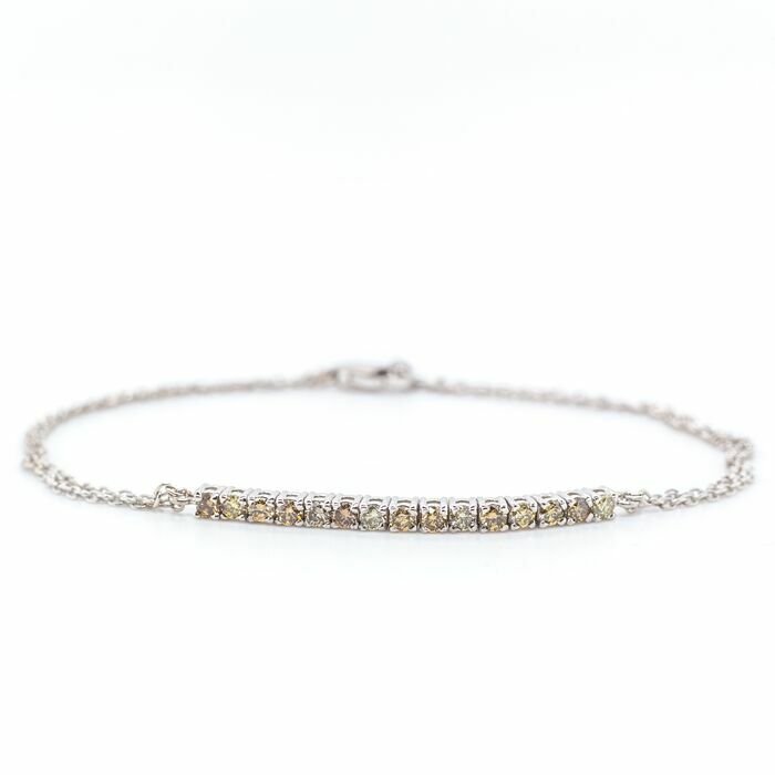 Preview of the first image of No reserve price - 0.60 tcw - 14 kt. White gold - Bracelet Diamond.