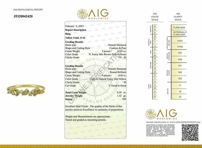 Image 3 of No Reserve Price - 0.59 tcw - 14 kt. Yellow gold - Ring Diamond