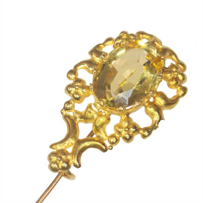 Image 2 of NO RESERVE PRICE - 18 kt. Yellow gold - Tie clip Scapolite - Vintage antique Victorian aano 1830