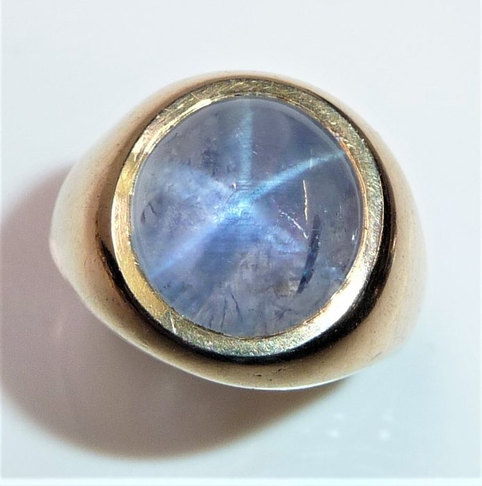 Image 3 of 14 kt. Yellow gold - Ring - 9.00 ct Star Sapphire