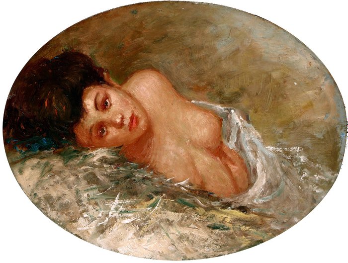 Preview of the first image of Pittore Impressionista dei primi del '900 - Nudo femminile sdraito (NO RESERVE).