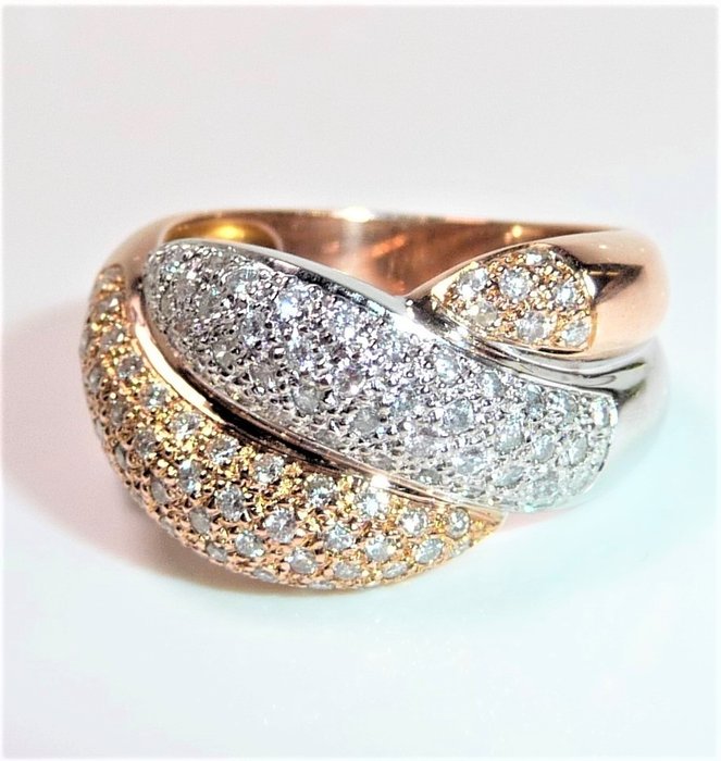 Image 3 of 14 kt. Pink gold, White gold - Ring - 0.90 ct Diamond - 116 diamonds/brilliant cut