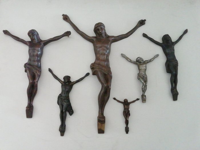Preview of the first image of Crucifixes (6) - Bronze - brass - Late 19th century.
