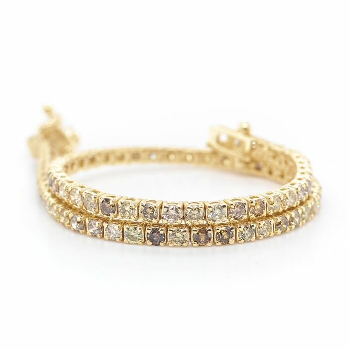 Preview of the first image of No reserve price - 2.34 tcw - 14 kt. Yellow gold - Bracelet Diamond.