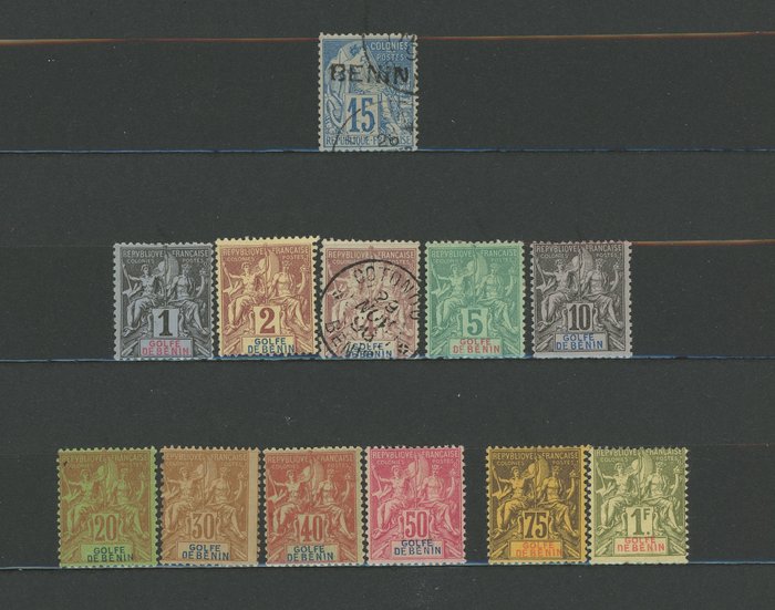 Image 2 of French Colony 1892 - Complete Anjouan - Beautiful set, mainly mint with double cancellations, Compl