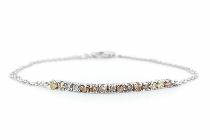 Preview of the first image of No reserve price - 1.00 tcw - 14 kt. White gold - Bracelet Diamond.