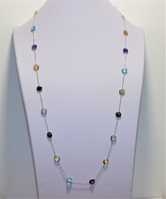 Preview of the first image of ALGT Lab Report - 14 kt. Gold, White gold - Necklace - 40.00 ct Topaz - Amethysts, Citrines, Garnet.