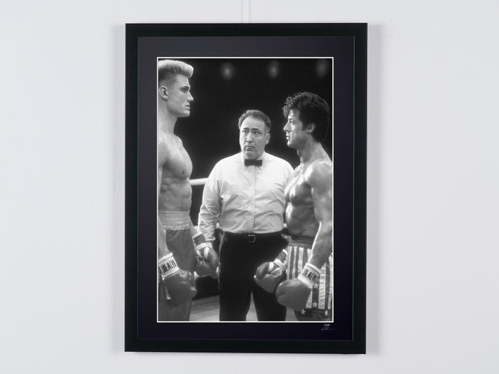 Rocky IV (1985) - Balboa VS Drago - Sylvester Stallone & Dolph Lundgren - Fine Art Photography - Luxury Wooden Framed 70X50 cm - Limited Edition Nr 01 of 30 - Serial ID 30016 - - Original Certificate (COA), Hologram Logo Editor and QR Code