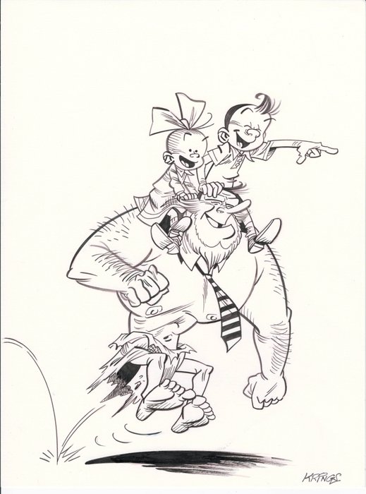 Preview of the first image of Krings, Jean-Marc - Planche originale - Bob, Bobette et Jérôme.