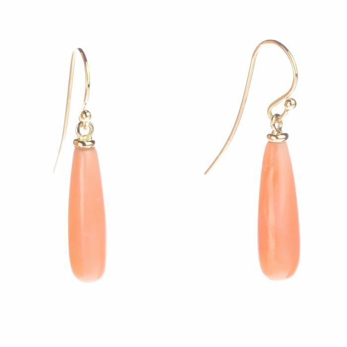 Preview of the first image of Intini Jewels - 18 kt. Gold, Yellow gold - Earrings - 12.50 ct Coral.