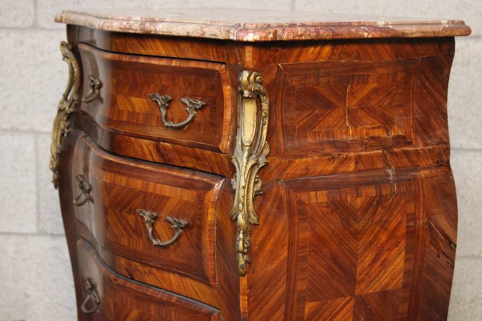 Image 3 of Side Commode - Louis XV Style - Marble, Rosewood - Late 19th century