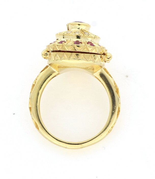 Image 2 of "no reserve price" - 9 kt. Silver, Yellow gold - Ring - 0.80 ct Ruby - Diamonds, Rubies